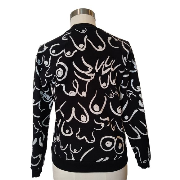 Gravel & Gold Women's Boobs Graphic Print Sweatshirt in Black Small - Picture 5 of 7